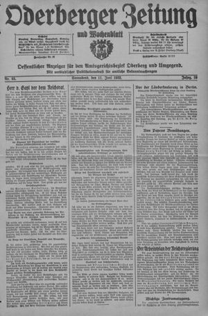 Oderberger Zeitung und Wochenblatt vom 11.06.1932