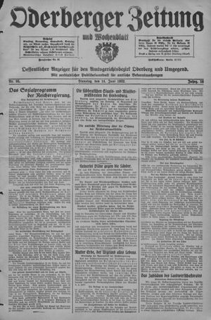 Oderberger Zeitung und Wochenblatt vom 14.06.1932
