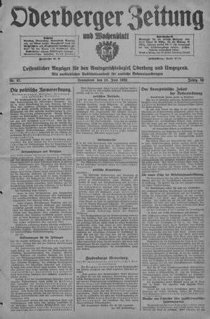 Oderberger Zeitung und Wochenblatt vom 18.06.1932