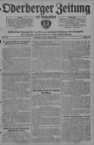 Oderberger Zeitung und Wochenblatt vom 22.08.1933