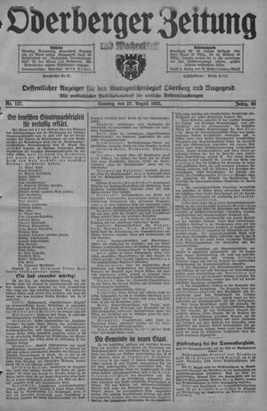 Oderberger Zeitung und Wochenblatt vom 27.08.1933