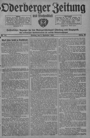 Oderberger Zeitung und Wochenblatt vom 03.09.1933