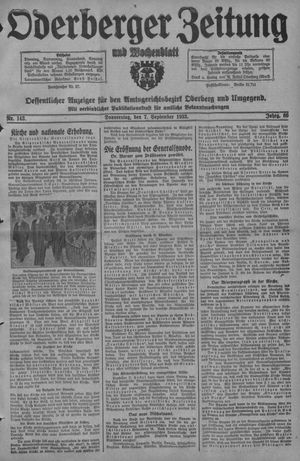 Oderberger Zeitung und Wochenblatt vom 07.09.1933