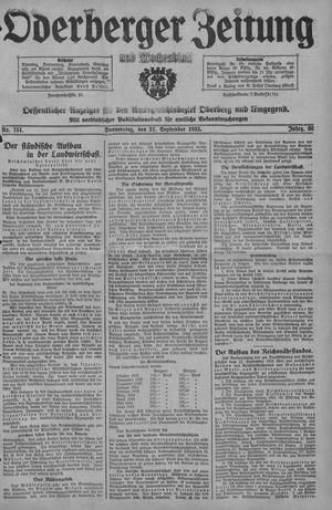 Oderberger Zeitung und Wochenblatt vom 21.09.1933