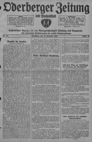 Oderberger Zeitung und Wochenblatt vom 18.11.1933
