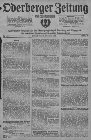 Oderberger Zeitung und Wochenblatt vom 22.11.1933