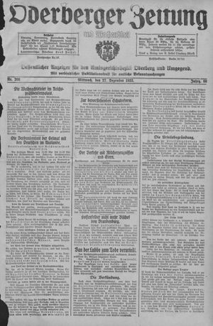 Oderberger Zeitung und Wochenblatt vom 27.12.1933