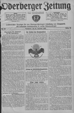 Oderberger Zeitung und Wochenblatt vom 30.12.1933
