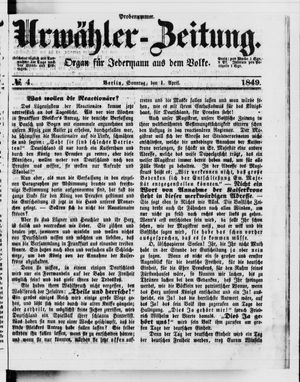 Urwähler-Zeitung vom 01.04.1849