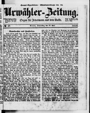 Urwähler-Zeitung on Apr 19, 1849