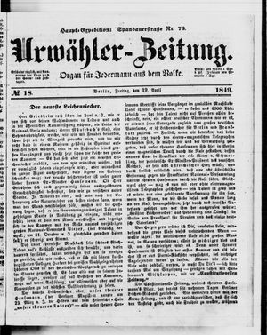 Urwähler-Zeitung vom 20.04.1849