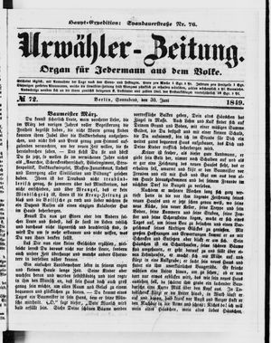 Urwähler-Zeitung vom 30.06.1849