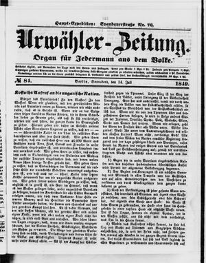 Urwähler-Zeitung on Jul 14, 1849