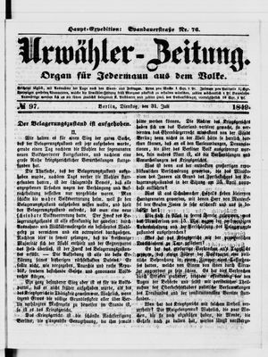 Urwähler-Zeitung vom 31.07.1849