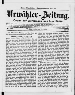 Urwähler-Zeitung vom 14.08.1849