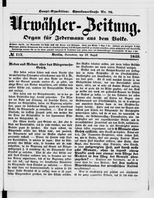 Urwähler-Zeitung vom 18.08.1849