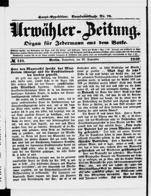 Urwähler-Zeitung vom 29.09.1849