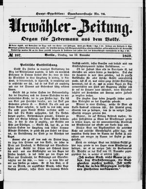 Urwähler-Zeitung vom 13.11.1849