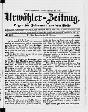Urwähler-Zeitung vom 29.11.1849