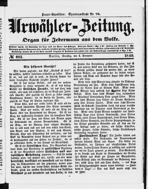 Urwähler-Zeitung vom 04.12.1849