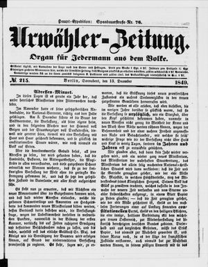 Urwähler-Zeitung vom 15.12.1849
