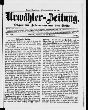 Urwähler-Zeitung vom 19.12.1849