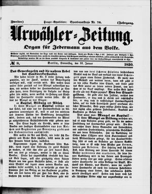Urwähler-Zeitung vom 10.01.1850