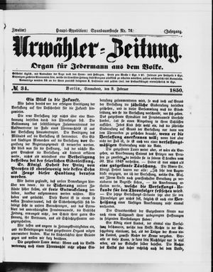 Urwähler-Zeitung vom 09.02.1850