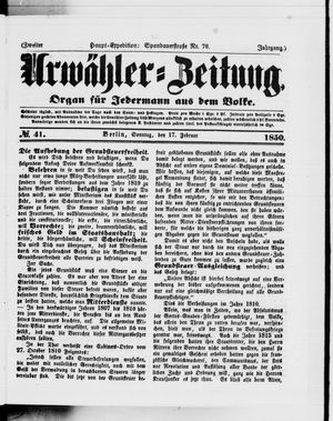 Urwähler-Zeitung vom 17.02.1850