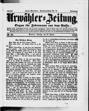 Urwähler-Zeitung vom 19.02.1850