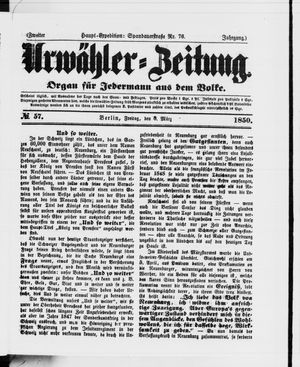 Urwähler-Zeitung vom 08.03.1850