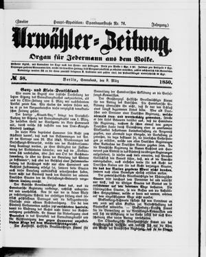 Urwähler-Zeitung vom 09.03.1850