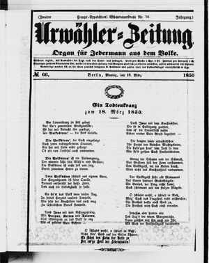 Urwähler-Zeitung vom 18.03.1850