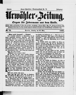 Urwähler-Zeitung vom 26.03.1850