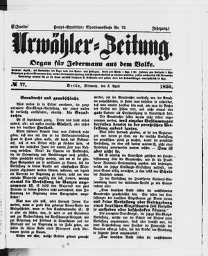 Urwähler-Zeitung vom 03.04.1850