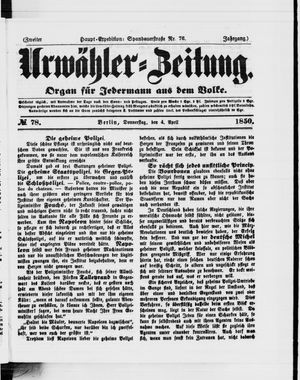 Urwähler-Zeitung vom 04.04.1850