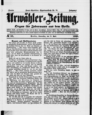 Urwähler-Zeitung vom 11.04.1850