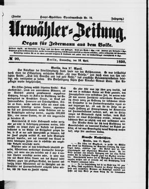 Urwähler-Zeitung on Apr 18, 1850