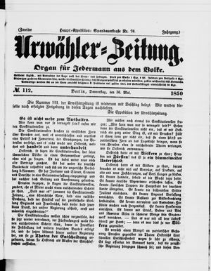 Urwähler-Zeitung on May 16, 1850
