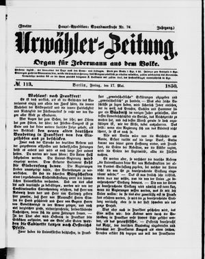 Urwähler-Zeitung vom 17.05.1850