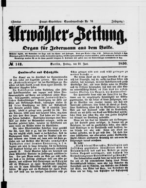 Urwähler-Zeitung vom 21.06.1850
