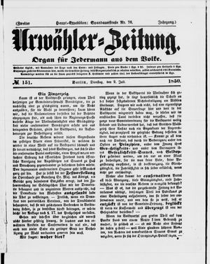 Urwähler-Zeitung vom 02.07.1850