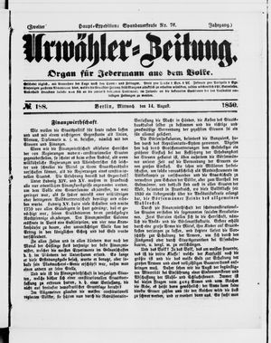 Urwähler-Zeitung vom 14.08.1850
