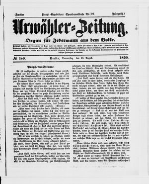 Urwähler-Zeitung vom 15.08.1850