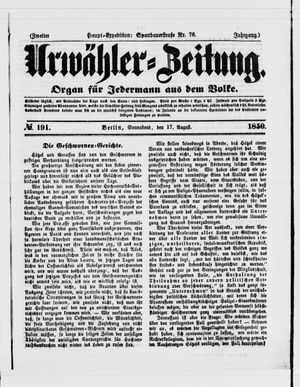 Urwähler-Zeitung vom 17.08.1850