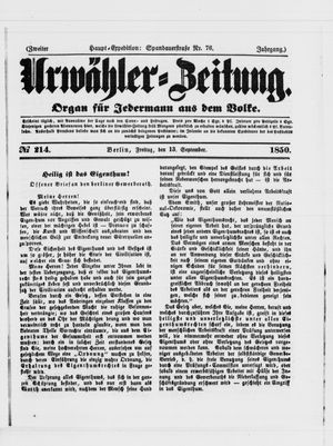 Urwähler-Zeitung on Sep 13, 1850
