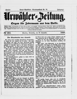 Urwähler-Zeitung vom 19.09.1850
