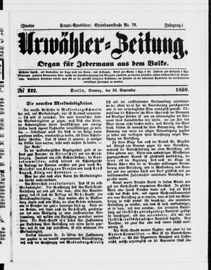 Urwähler-Zeitung vom 22.09.1850