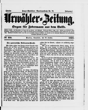 Urwähler-Zeitung on Oct 12, 1850