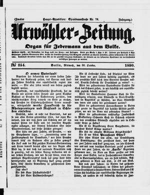 Urwähler-Zeitung vom 30.10.1850